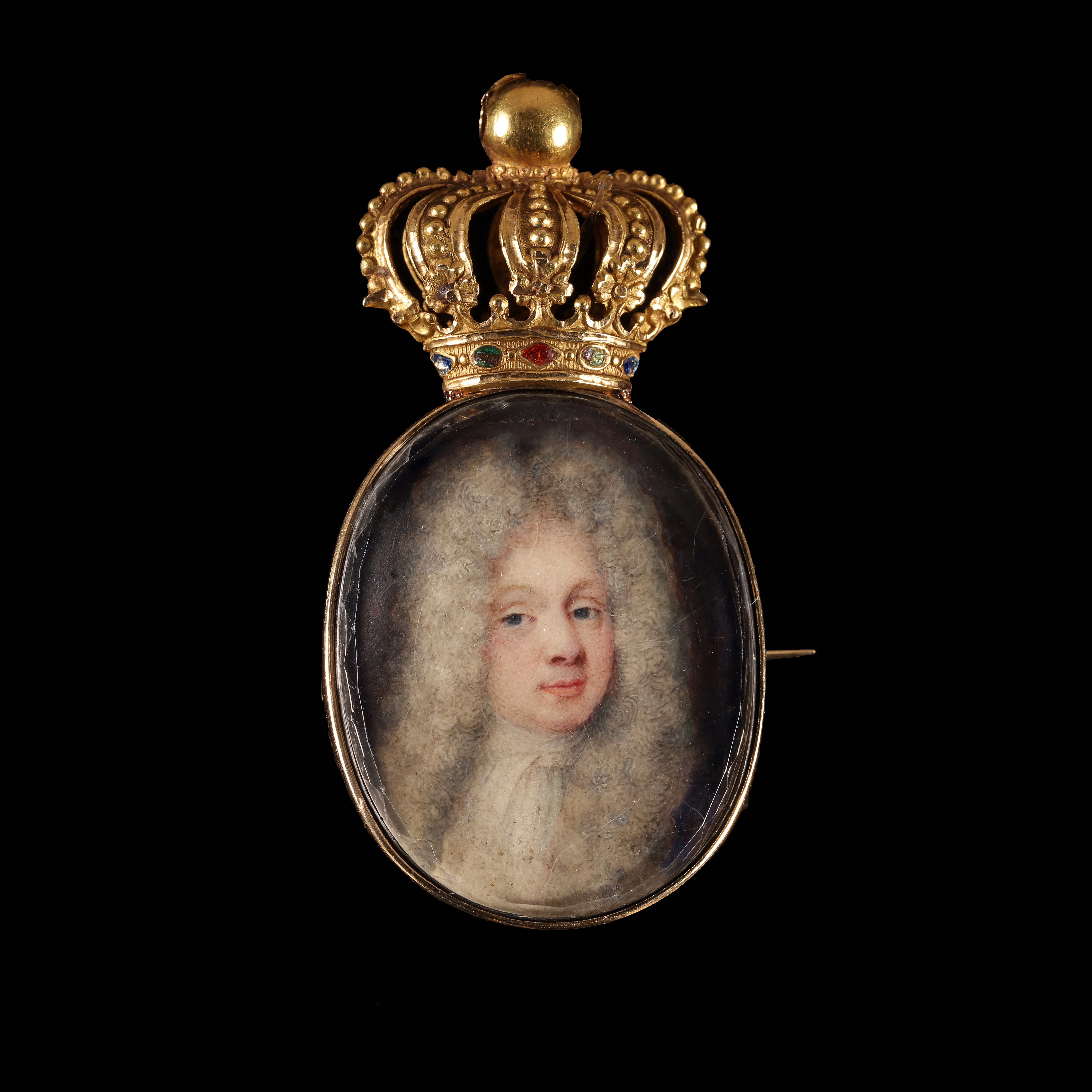 Portrait miniature of a Nobleman, possibly a member of the German Royal family or Elector, wearing white stock and full, powdered wig