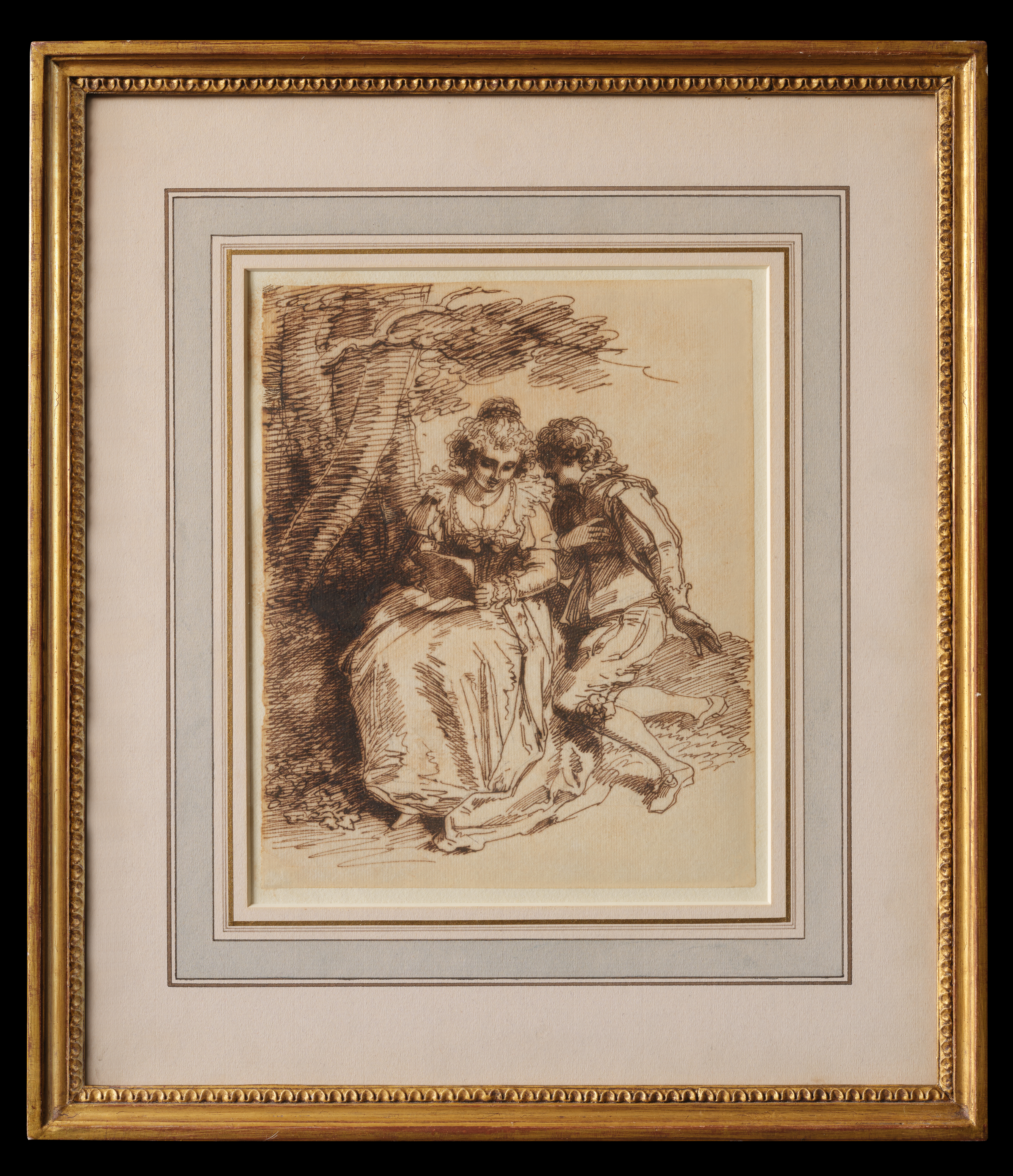 A Courting Couple seated under a tree
