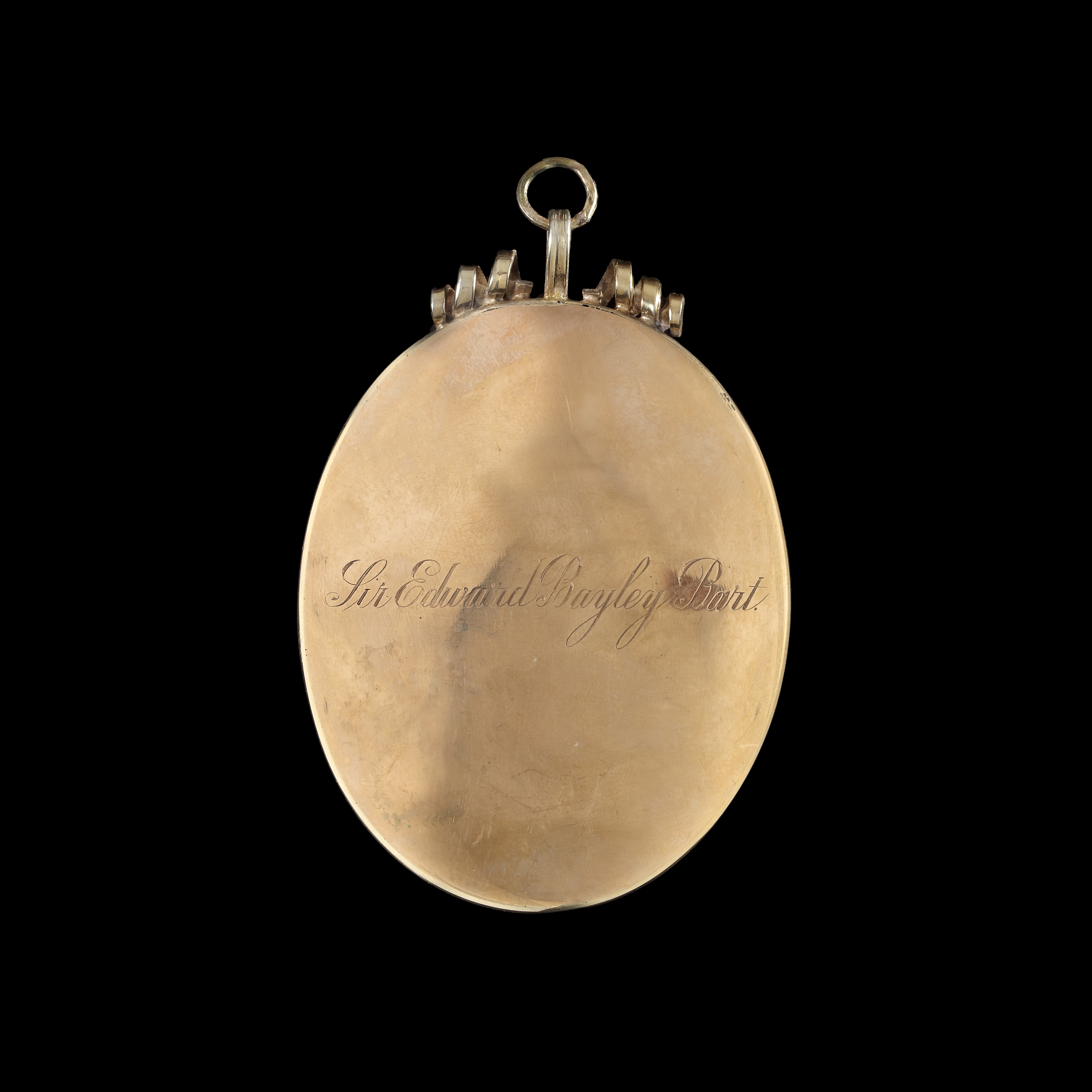 Portrait miniature of Sir Edward Bayly, Bt., in an ermine-bordered red cloak, with white lace jabot, and long dark curling hair 