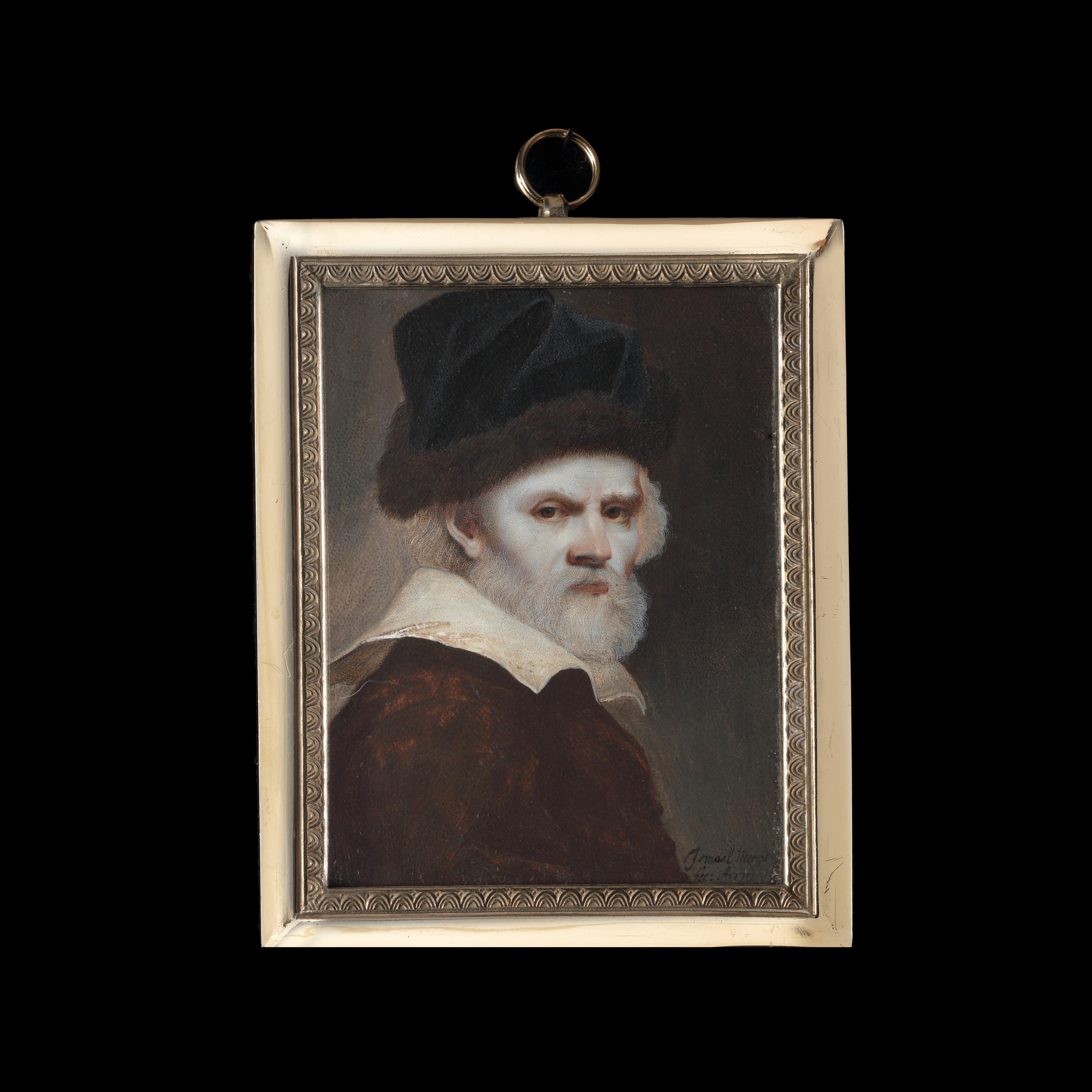 A portrait miniature of the head of an Elderly Bearded Man