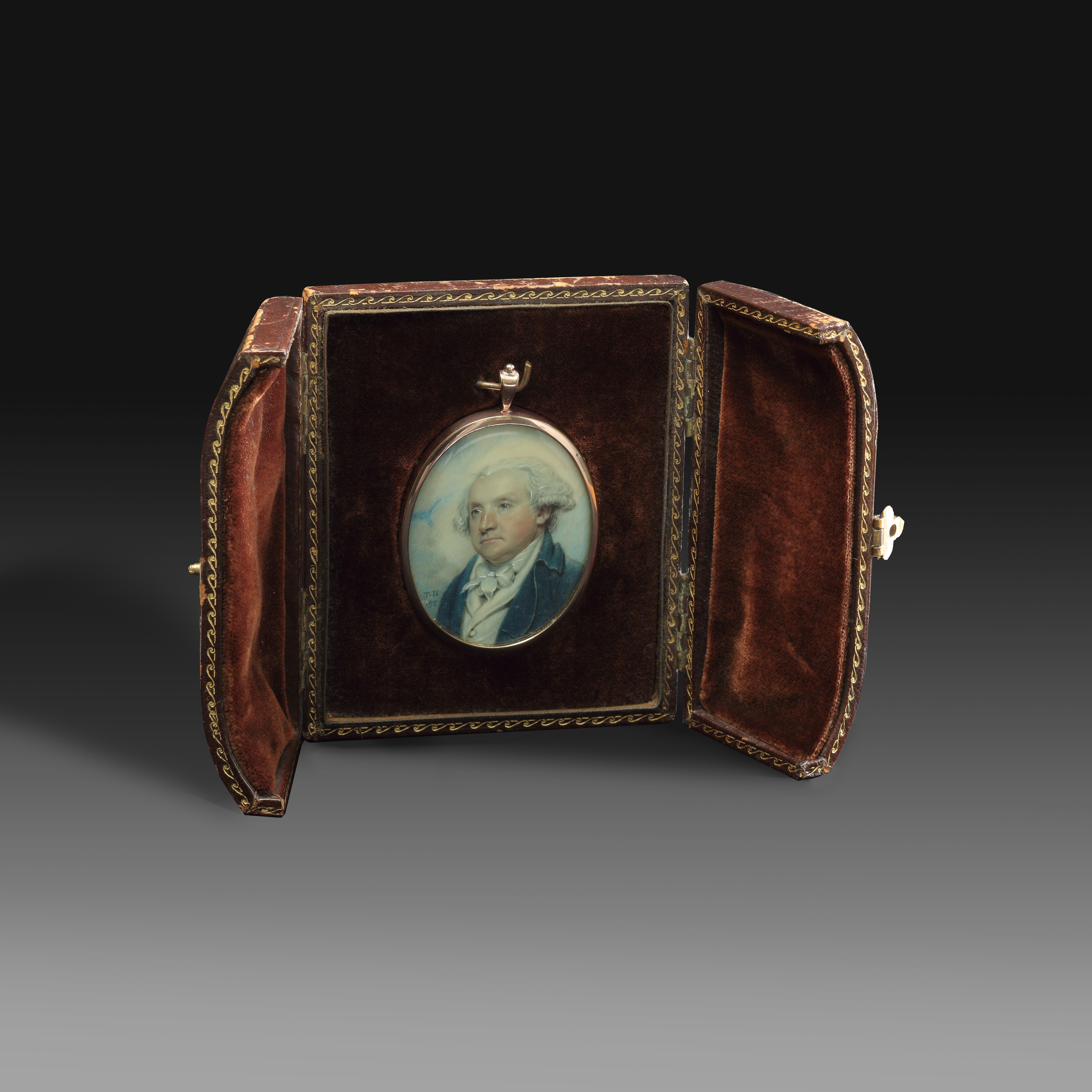 Portrait Miniature of Robert Graham of Fintry (1745-1819), facing left, wearing blue coat, white waistcoat and cravat, his powdered wig worn 'en queue'