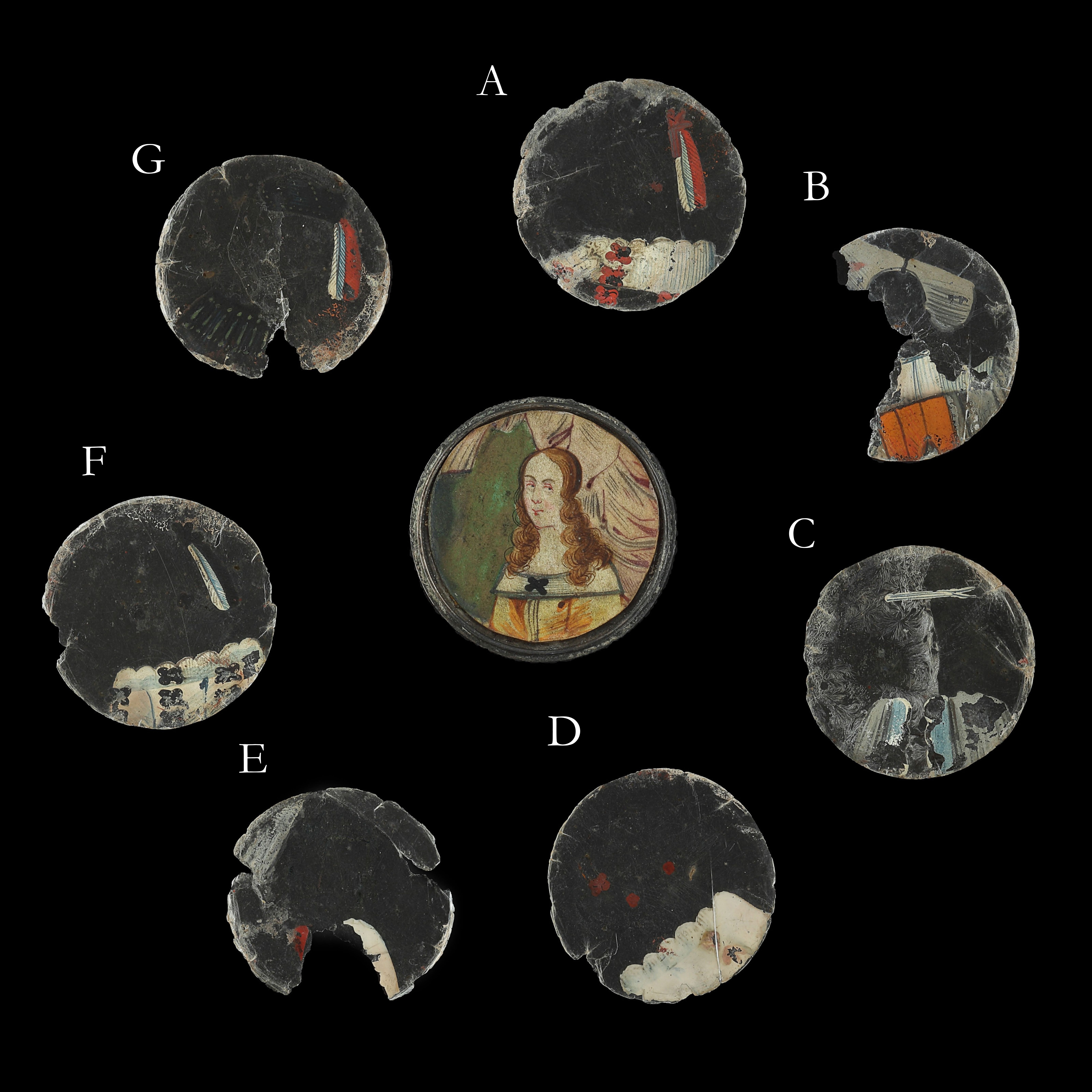 Two 'schraubtalers' which each unscrew to reveal a portrait with mica overlays