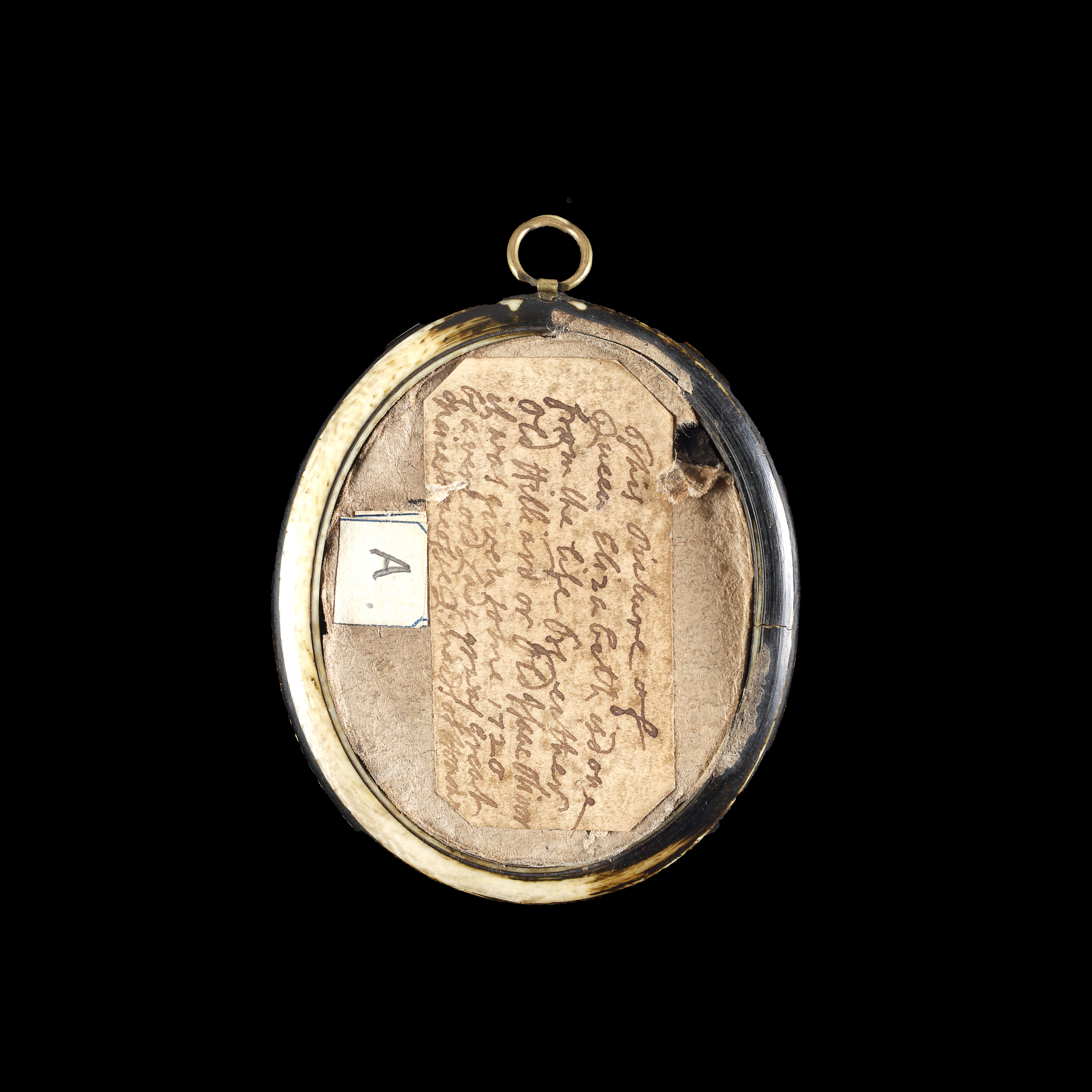 Portrait miniature of a Noblewoman, possibly of Elizabeth, Lady Leighton (née Knollys) (1549-c.1605), wearing court dress in black and white, decorated with white bows and gold and diamond jewels, large ‘cartwheel’ ruff[1]; feather hairpiece and pearl in her curled auburn hair