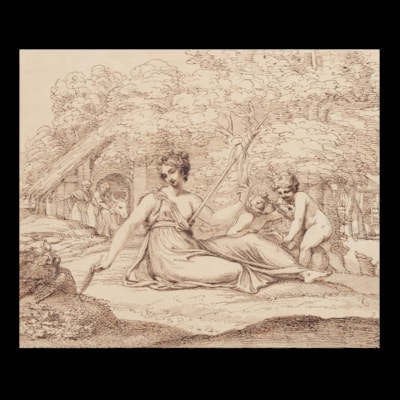 Adam and Eve with the infants Cain and Abel in a landscape
