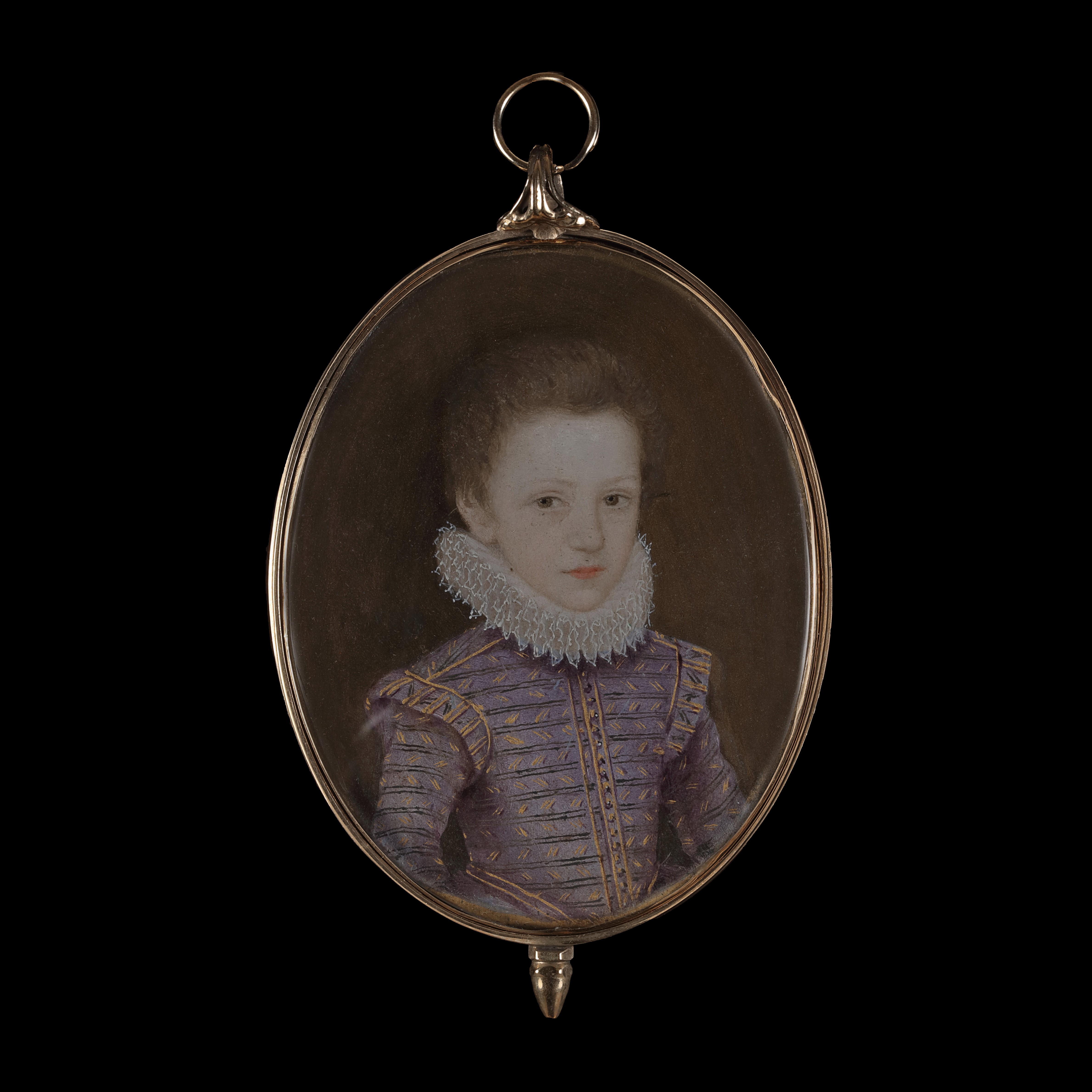 Portrait of a Young Boy, wearing lilac-coloured doublet, slashed and embroidered with gold