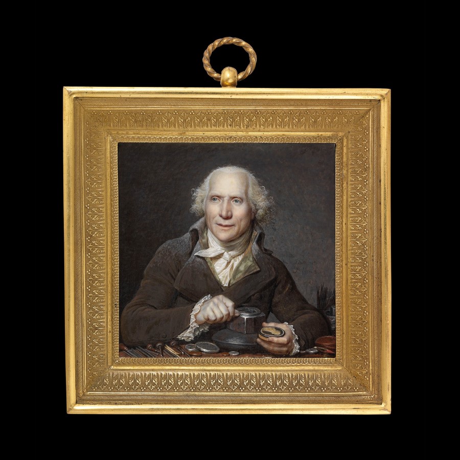 Portrait of Pierre Simon Benjamin Duvivier (1730-1819), engraver, making a medallion