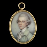 A young Gentleman, wearing mint green coat with silver edging, his hair powdered