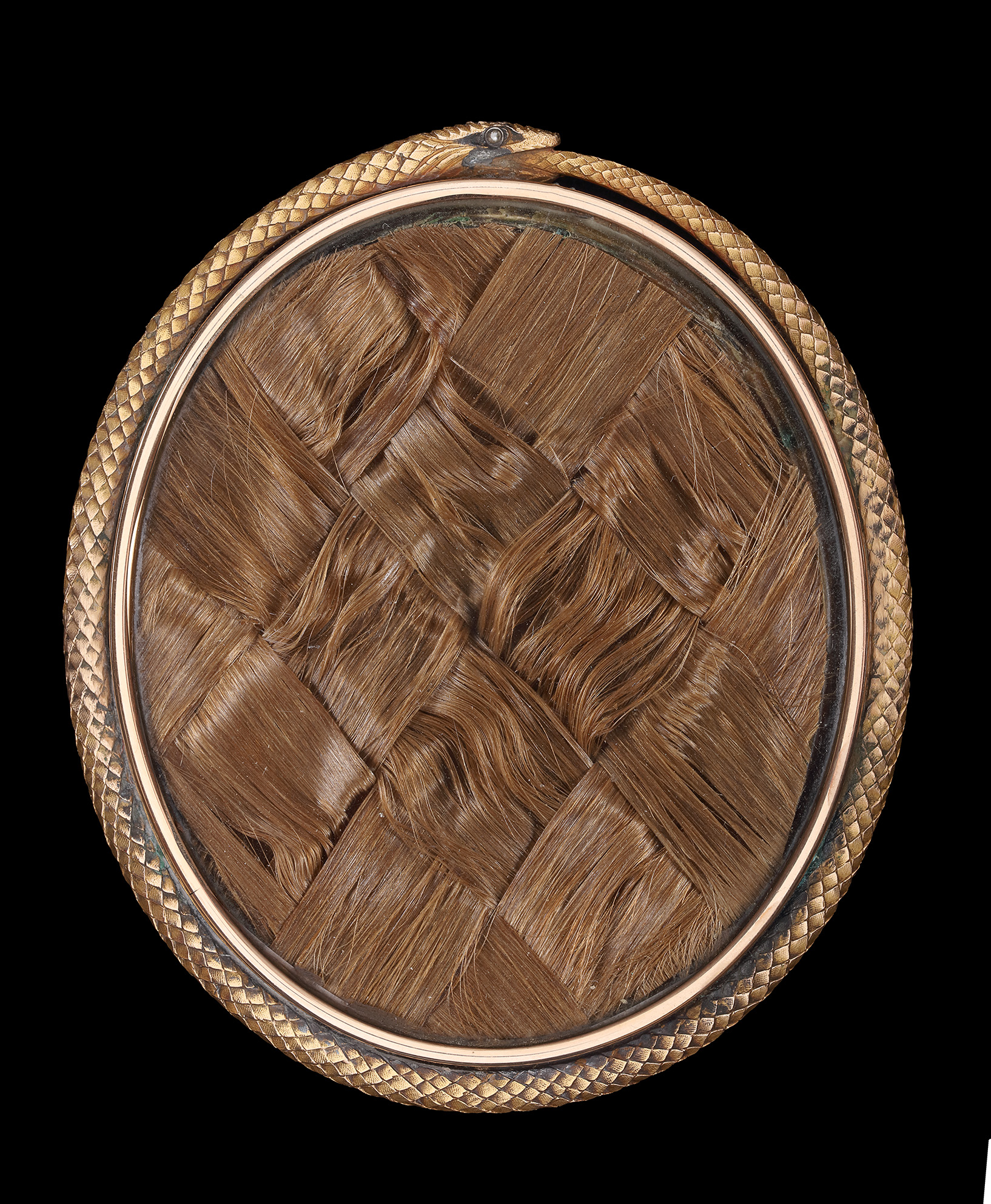 Portrait miniature of a Child, wearing white gown, holding flowers to their curled hair and in their skirt, landscape background