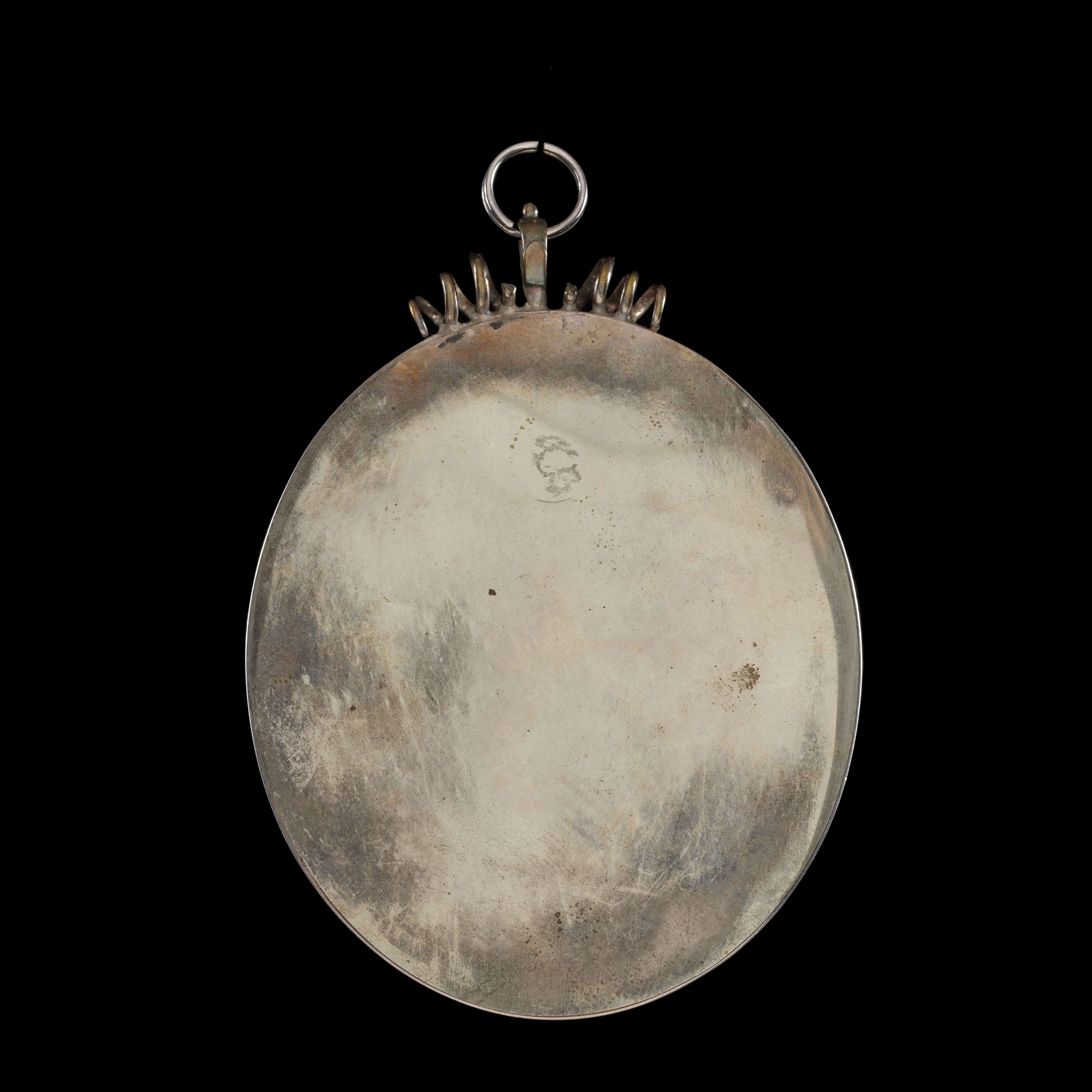 A pair of portraits of  Lady and Gentleman, possibly mother and son, she in a low cut blue dress with pearls, he with a white lace collar and black coat,