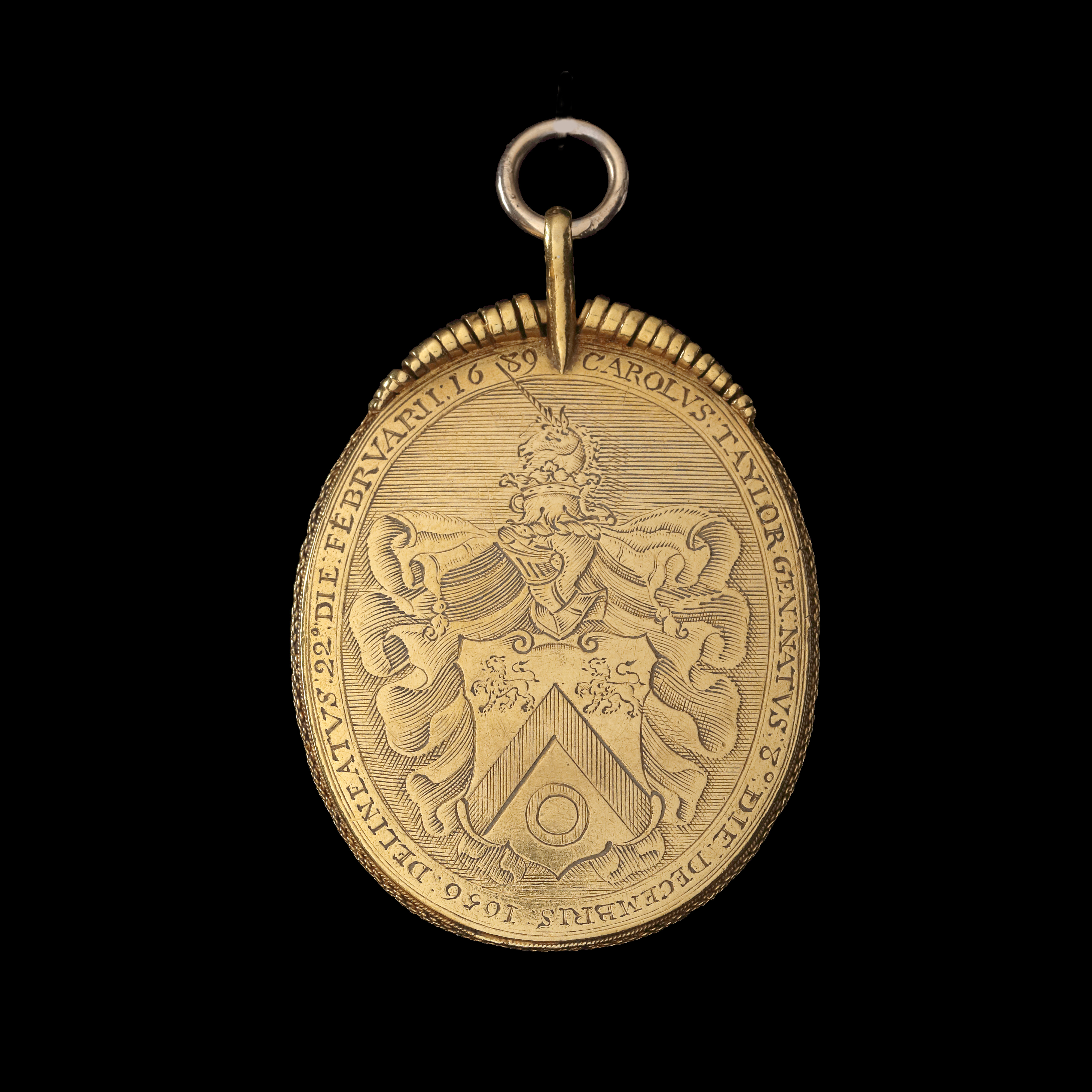 Portrait miniature of Charles Taylor (b.1656), aged 32, wearing brown cloak and white jabot, his natural hair worn long