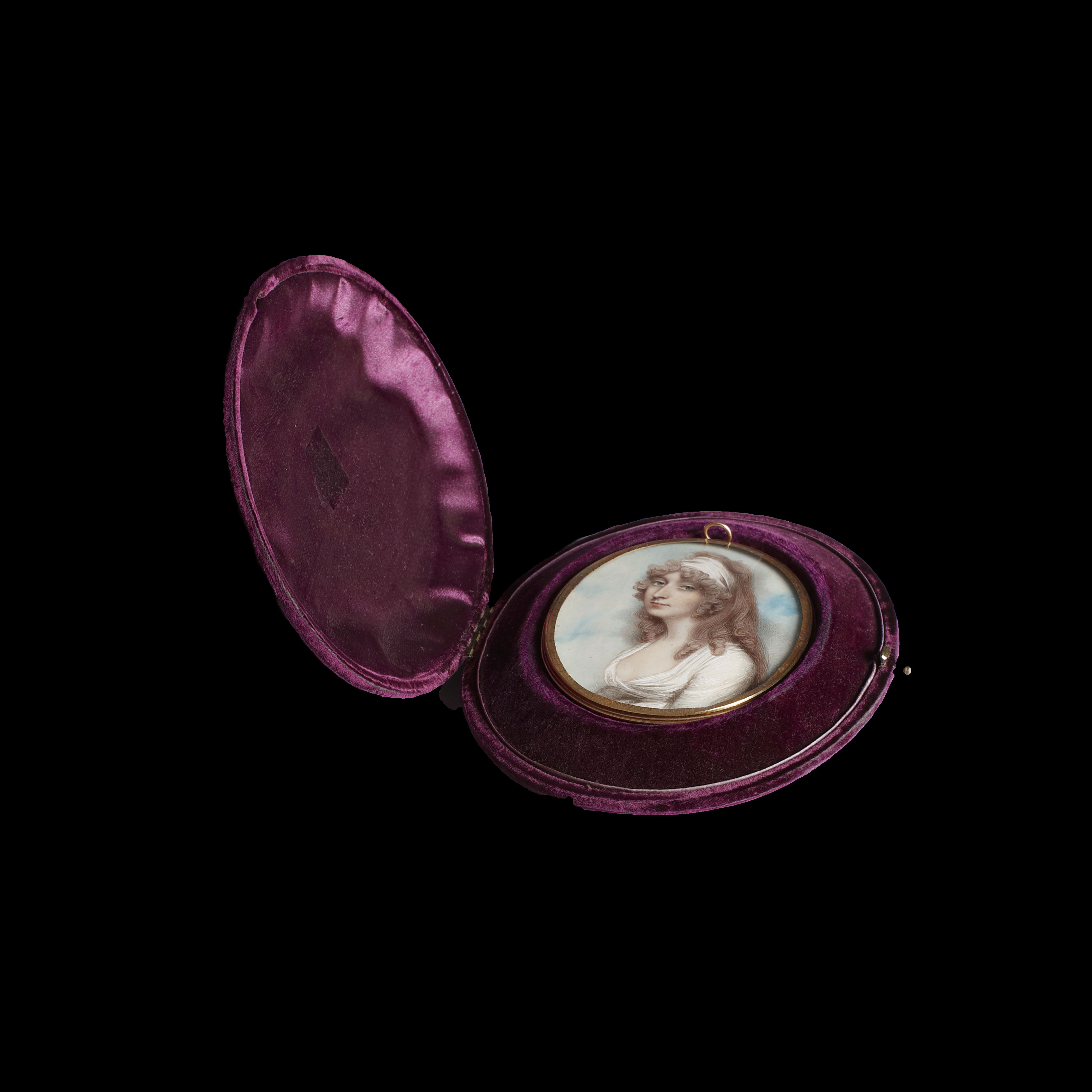 Portrait miniature of a Lady, wearing white dress and white bandeau