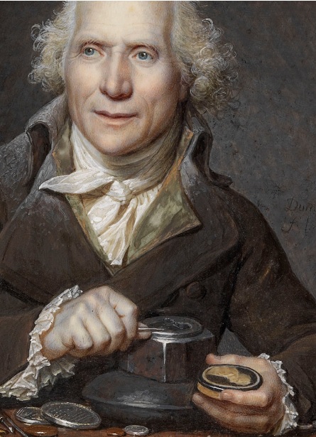 Portrait of Pierre Simon Benjamin Duvivier (1730-1819), engraver, making a medallion