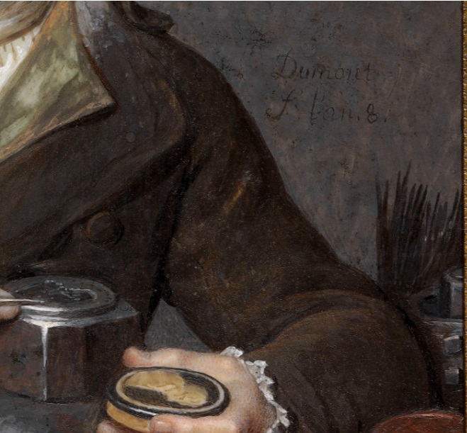 Portrait of Pierre Simon Benjamin Duvivier (1730-1819), engraver, making a medallion