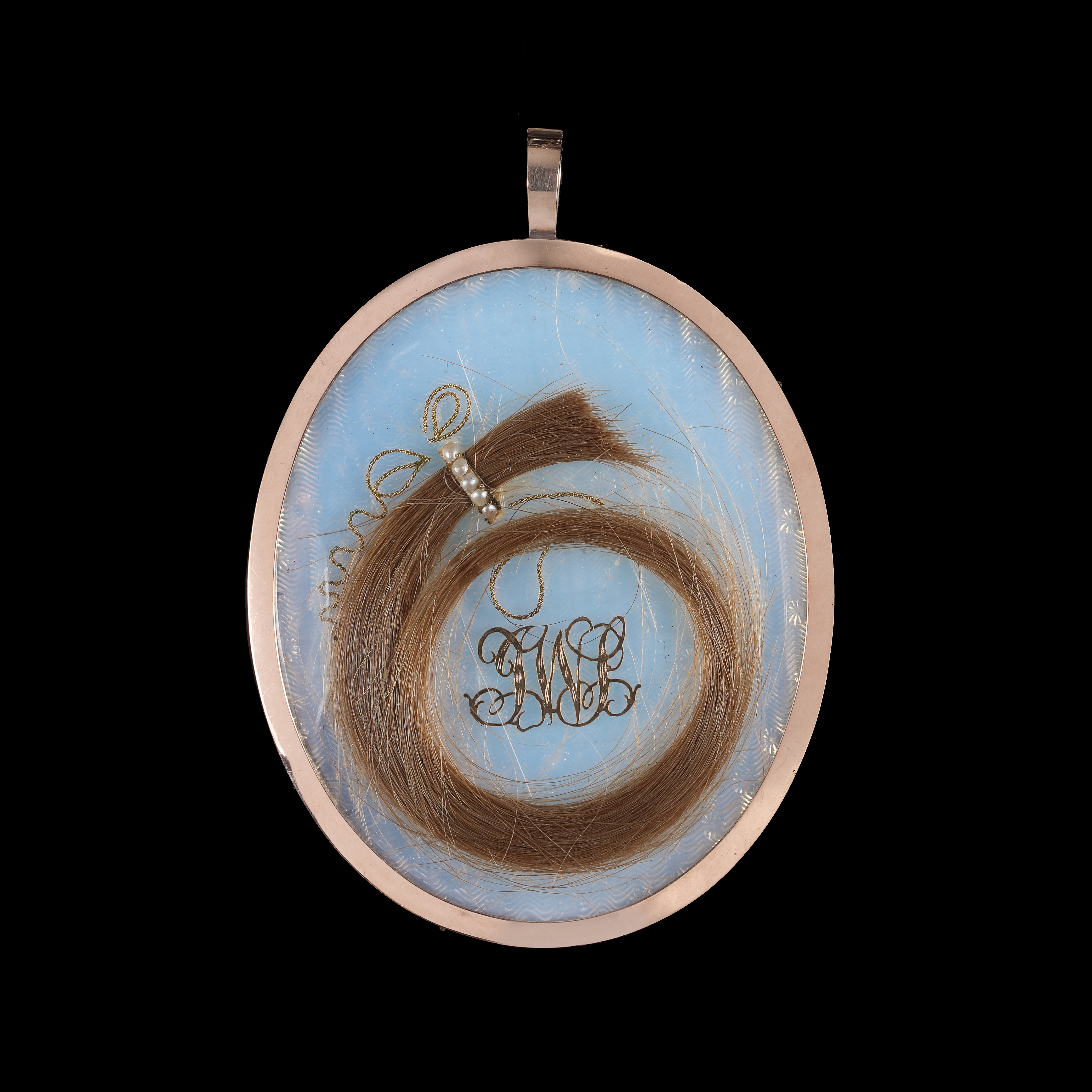 Portrait miniature of an unknown Lady, wearing a white dress with pink ribbon, her hair powdered white and worn with a pale pink ribbon, holding sheet music