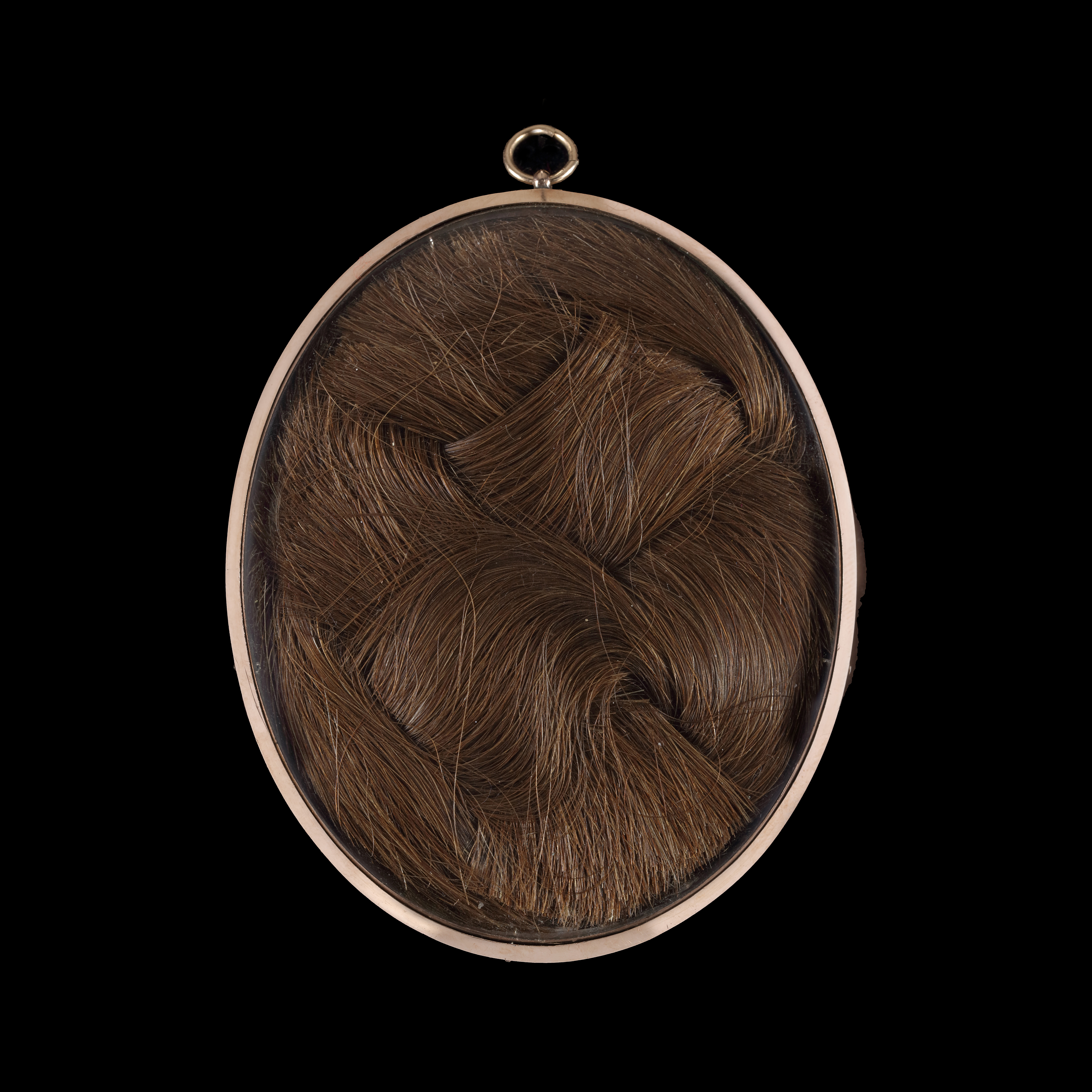 Portrait of a gentleman wearing a steel grey coat, with a white waistcoat and jabot with glazed hair reverse