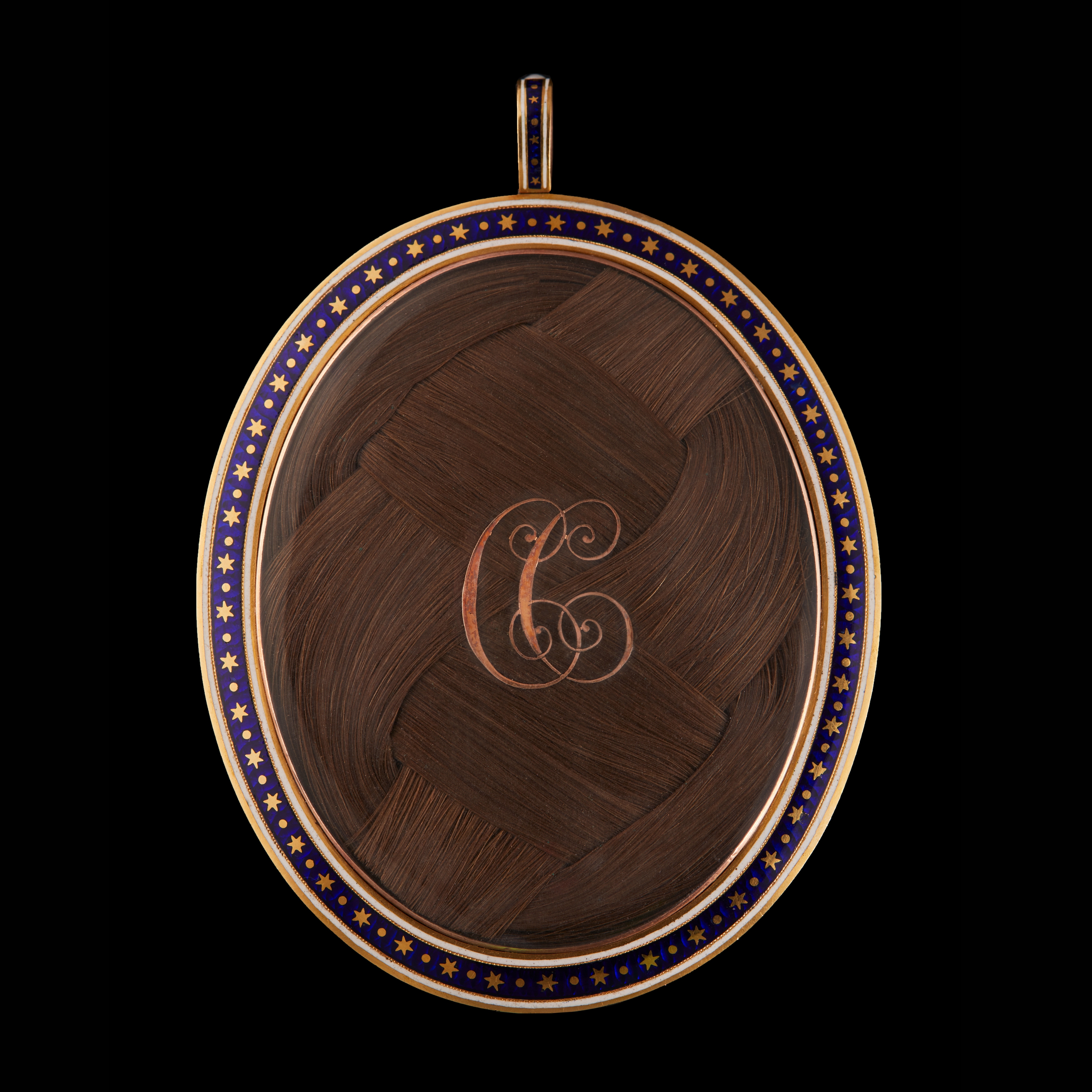 A Gentleman, with the initials ‘CC’, wearing blue coat with brass buttons, white waistcoat and tied stock, his hair powdered