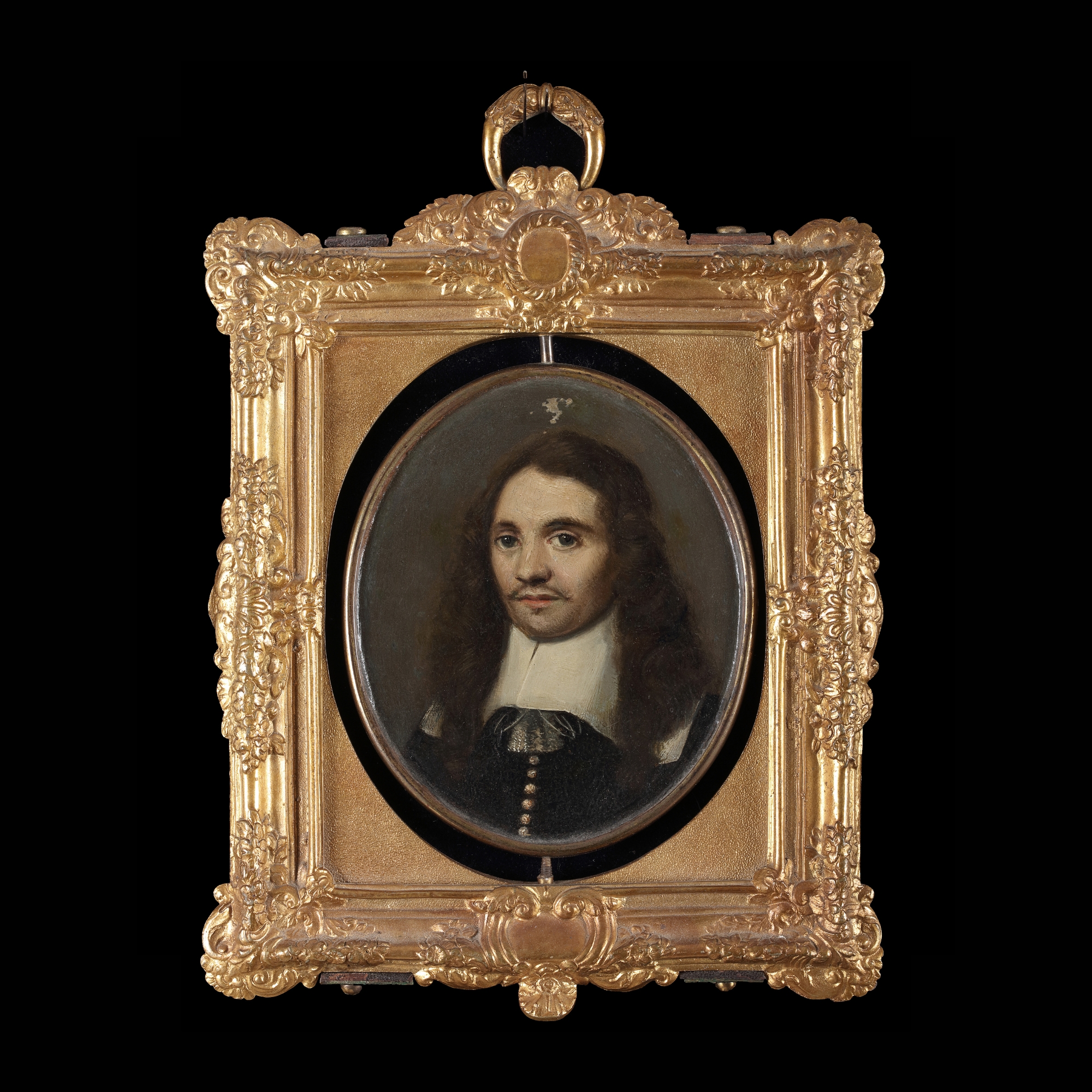 Double-sided portrait of two Gentlemen; one wearing black doublet with white lawn collar and tassels; the other also in black doublet with buff-coloured cloak, his collar edged with lace