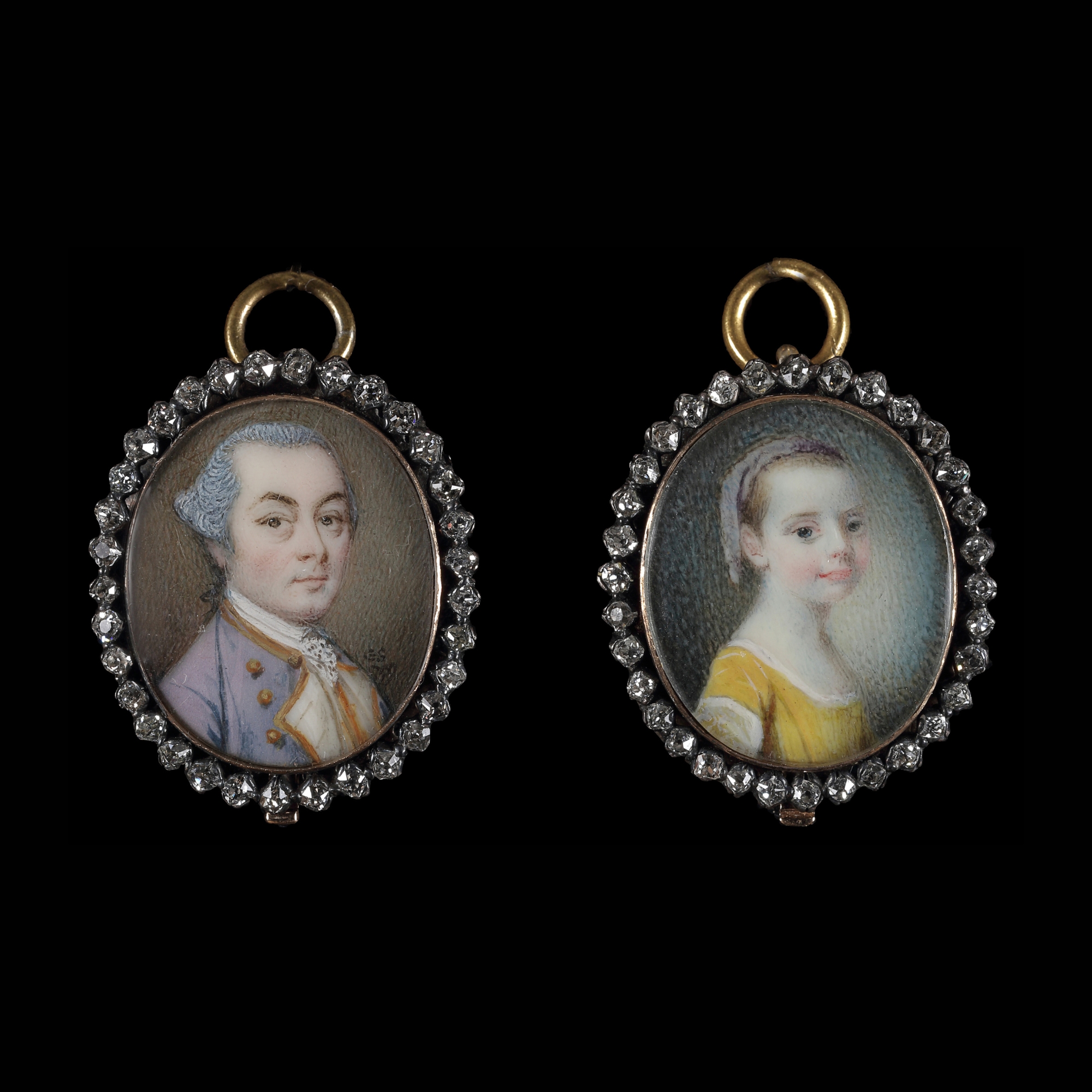 A pair of portrait miniatures of Sir Robert Harland, 1st Baronet (and Admiral of the Blue) (1715-1784) and his Infant Daughter Frances (bap. 1749-1777)