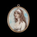 Portrait miniature of a Lady, wearing white dress and white bandeau
